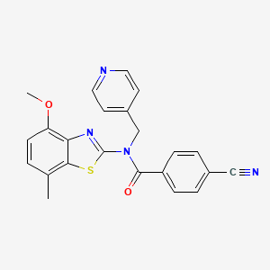 4-cyano-N-(4-methoxy-7-methylbenzo[d]thiazol-2-yl)-N-(pyridin-4-ylmethyl)benzamide