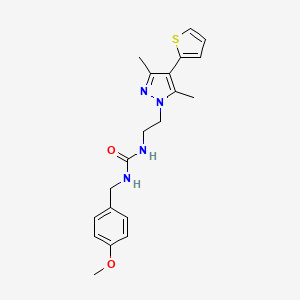 molecular formula C20H24N4O2S B2562160 1-(2-(3,5-dimethyl-4-(thiophen-2-yl)-1H-pyrazol-1-yl)ethyl)-3-(4-methoxybenzyl)urea CAS No. 2034356-78-8