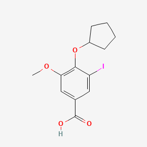 molecular formula C13H15IO4 B2562161 4-Cyclopentyloxy-3-iodo-5-methoxybenzoic acid CAS No. 833440-38-3