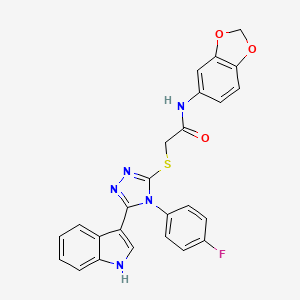 B2562196 N-(benzo[d][1,3]dioxol-5-yl)-2-((4-(4-fluorophenyl)-5-(1H-indol-3-yl)-4H-1,2,4-triazol-3-yl)thio)acetamide CAS No. 946309-30-4