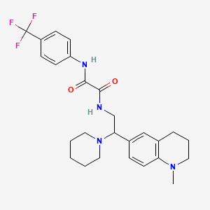 molecular formula C26H31F3N4O2 B2562197 N-[2-(1-methyl-1,2,3,4-tetrahydroquinolin-6-yl)-2-(piperidin-1-yl)ethyl]-N'-[4-(trifluoromethyl)phenyl]ethanediamide CAS No. 922040-49-1