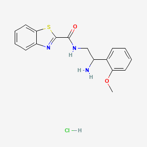 molecular formula C17H18ClN3O2S B2562199 N-[2-Amino-2-(2-methoxyphenyl)ethyl]-1,3-benzothiazole-2-carboxamide;hydrochloride CAS No. 2418681-29-3