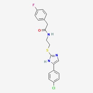B2562208 N-(2-((5-(4-chlorophenyl)-1H-imidazol-2-yl)thio)ethyl)-2-(4-fluorophenyl)acetamide CAS No. 897457-27-1