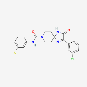 molecular formula C21H21ClN4O2S B2562217 2-(3-chlorophenyl)-N-(3-(methylthio)phenyl)-3-oxo-1,4,8-triazaspiro[4.5]dec-1-ene-8-carboxamide CAS No. 1185052-25-8