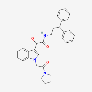 molecular formula C31H31N3O3 B2562223 N-(3,3-diphenylpropyl)-2-oxo-2-(1-(2-oxo-2-(pyrrolidin-1-yl)ethyl)-1H-indol-3-yl)acetamide CAS No. 872849-23-5