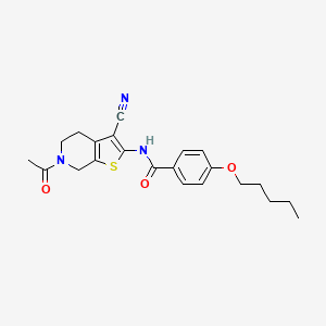 molecular formula C22H25N3O3S B2562224 N-(6-acetyl-3-cyano-4,5,6,7-tetrahydrothieno[2,3-c]pyridin-2-yl)-4-(pentyloxy)benzamide CAS No. 864858-84-4
