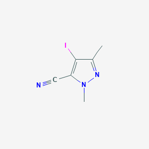 molecular formula C6H6IN3 B2562280 4-iodo-1,3-dimethyl-1H-pyrazole-5-carbonitrile CAS No. 1354704-06-5; 306936-77-6