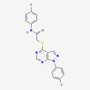 molecular formula C19H13F2N5OS B2562294 N-(4-fluorophenyl)-2-{[1-(4-fluorophenyl)-1H-pyrazolo[3,4-d]pyrimidin-4-yl]sulfanyl}acetamide CAS No. 893935-31-4