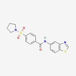 molecular formula C18H17N3O3S2 B2562299 N-(1,3-benzothiazol-5-yl)-4-(pyrrolidine-1-sulfonyl)benzamide CAS No. 942002-62-2