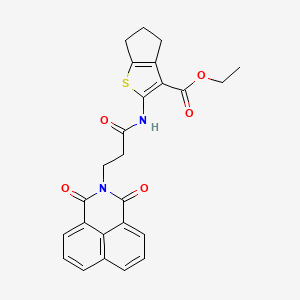 molecular formula C25H22N2O5S B2562302 ethyl 2-(3-{2,4-dioxo-3-azatricyclo[7.3.1.0^{5,13}]trideca-1(12),5,7,9(13),10-pentaen-3-yl}propanamido)-4H,5H,6H-cyclopenta[b]thiophene-3-carboxylate CAS No. 313393-90-7