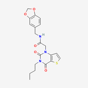 molecular formula C20H21N3O5S B2562309 N-(1,3-benzodioxol-5-ylmethyl)-2-(3-butyl-2,4-dioxo-3,4-dihydrothieno[3,2-d]pyrimidin-1(2H)-yl)acetamide CAS No. 1252845-04-7