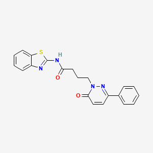 molecular formula C21H18N4O2S B2562319 N-(benzo[d]thiazol-2-yl)-4-(6-oxo-3-phenylpyridazin-1(6H)-yl)butanamide CAS No. 953158-08-2