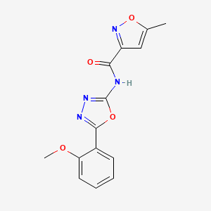 molecular formula C14H12N4O4 B2562339 N-(5-(2-methoxyphenyl)-1,3,4-oxadiazol-2-yl)-5-methylisoxazole-3-carboxamide CAS No. 955745-32-1