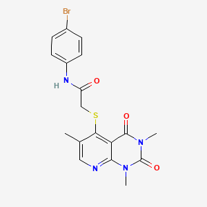 molecular formula C18H17BrN4O3S B2562348 N-(4-bromophenyl)-2-((1,3,6-trimethyl-2,4-dioxo-1,2,3,4-tetrahydropyrido[2,3-d]pyrimidin-5-yl)thio)acetamide CAS No. 899940-41-1