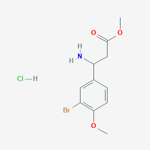 molecular formula C11H15BrClNO3 B2562354 Methyl 3-amino-3-(3-bromo-4-methoxyphenyl)propanoate;hydrochloride CAS No. 2344686-07-1