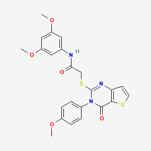 molecular formula C23H21N3O5S2 B2562367 N-(3,5-dimethoxyphenyl)-2-((3-(4-methoxyphenyl)-4-oxo-3,4-dihydrothieno[3,2-d]pyrimidin-2-yl)thio)acetamide CAS No. 1795298-38-2