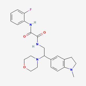 molecular formula C23H27FN4O3 B2562373 N1-(2-fluorophenyl)-N2-(2-(1-methylindolin-5-yl)-2-morpholinoethyl)oxalamide CAS No. 922067-67-2