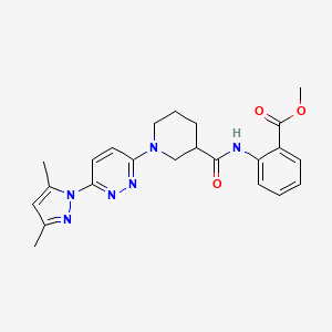molecular formula C23H26N6O3 B2562384 methyl 2-{1-[6-(3,5-dimethyl-1H-pyrazol-1-yl)pyridazin-3-yl]piperidine-3-amido}benzoate CAS No. 1334370-99-8