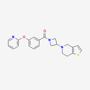 molecular formula C22H21N3O2S B2562408 2-[3-(3-{4H,5H,6H,7H-thieno[3,2-c]pyridin-5-yl}azetidine-1-carbonyl)phenoxy]pyridine CAS No. 2034521-93-0