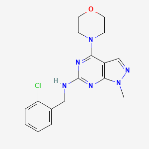 molecular formula C17H19ClN6O B2562423 N-[(2-chlorophenyl)methyl]-1-methyl-4-morpholin-4-ylpyrazolo[3,4-d]pyrimidin-6-amine CAS No. 897619-53-3