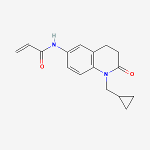 molecular formula C16H18N2O2 B2562439 N-[1-(Cyclopropylmethyl)-2-oxo-3,4-dihydroquinolin-6-yl]prop-2-enamide CAS No. 2196449-16-6