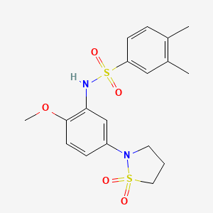 molecular formula C18H22N2O5S2 B2562448 N-(5-(1,1-dioxidoisothiazolidin-2-yl)-2-methoxyphenyl)-3,4-dimethylbenzenesulfonamide CAS No. 951518-98-2