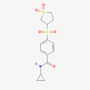 molecular formula C14H17NO5S2 B256248 N-cyclopropyl-4-[(1,1-dioxidotetrahydrothiophen-3-yl)sulfonyl]benzamide 