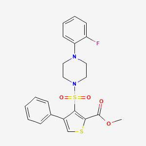 molecular formula C22H21FN2O4S2 B2562496 Methyl 3-{[4-(2-fluorophenyl)piperazin-1-yl]sulfonyl}-4-phenylthiophene-2-carboxylate CAS No. 899965-93-6