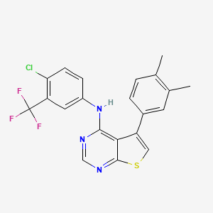 molecular formula C21H15ClF3N3S B2562499 N-[4-chloro-3-(trifluoromethyl)phenyl]-5-(3,4-dimethylphenyl)thieno[2,3-d]pyrimidin-4-amine CAS No. 315682-83-8