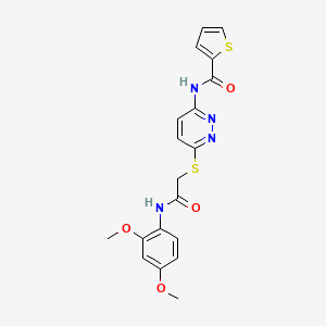 molecular formula C19H18N4O4S2 B2562547 N-(6-((2-((2,4-dimethoxyphenyl)amino)-2-oxoethyl)thio)pyridazin-3-yl)thiophene-2-carboxamide CAS No. 1021136-59-3