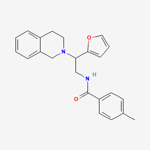 molecular formula C23H24N2O2 B2562580 N-(2-(3,4-dihydroisoquinolin-2(1H)-yl)-2-(furan-2-yl)ethyl)-4-methylbenzamide CAS No. 898416-63-2