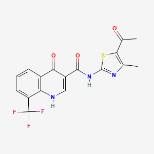 molecular formula C17H12F3N3O3S B2562650 N-(5-ACETYL-4-METHYL-1,3-THIAZOL-2-YL)-4-HYDROXY-8-(TRIFLUOROMETHYL)QUINOLINE-3-CARBOXAMIDE CAS No. 946260-42-0