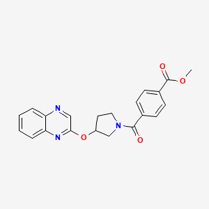 molecular formula C21H19N3O4 B2562654 Methyl 4-[3-(quinoxalin-2-yloxy)pyrrolidine-1-carbonyl]benzoate CAS No. 2097933-09-8