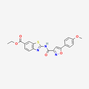 molecular formula C21H17N3O5S B2562675 ETHYL 2-[5-(4-METHOXYPHENYL)-1,2-OXAZOLE-3-AMIDO]-1,3-BENZOTHIAZOLE-6-CARBOXYLATE CAS No. 898482-21-8