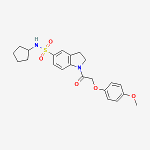 molecular formula C22H26N2O5S B2562696 N-cyclopentyl-1-[2-(4-methoxyphenoxy)acetyl]-2,3-dihydro-1H-indole-5-sulfonamide CAS No. 919019-93-5