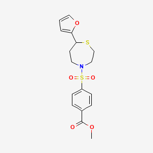 molecular formula C17H19NO5S2 B2562701 Methyl 4-((7-(furan-2-yl)-1,4-thiazepan-4-yl)sulfonyl)benzoate CAS No. 1705517-87-8