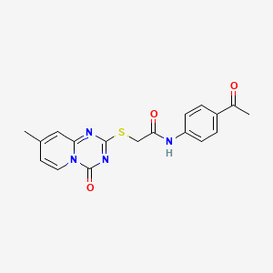 molecular formula C18H16N4O3S B2562712 N-(4-acetylphenyl)-2-({8-methyl-4-oxo-4H-pyrido[1,2-a][1,3,5]triazin-2-yl}sulfanyl)acetamide CAS No. 896331-10-5
