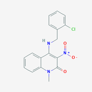 molecular formula C17H14ClN3O3 B2562739 4-((2-chlorobenzyl)amino)-1-methyl-3-nitroquinolin-2(1H)-one CAS No. 850189-09-2