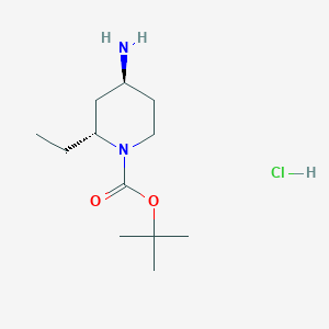 molecular formula C12H25ClN2O2 B2562741 tert-butyl rac-(2R,4S)-4-amino-2-ethyl-1-piperidinecarboxylate hydrochloride CAS No. 2209078-75-9