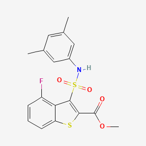 molecular formula C18H16FNO4S2 B2562767 Methyl 3-[(3,5-dimethylphenyl)sulfamoyl]-4-fluoro-1-benzothiophene-2-carboxylate CAS No. 932464-81-8
