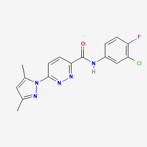 molecular formula C16H13ClFN5O B2562829 N-(3-chloro-4-fluorophenyl)-6-(3,5-dimethyl-1H-pyrazol-1-yl)pyridazine-3-carboxamide CAS No. 1351615-22-9