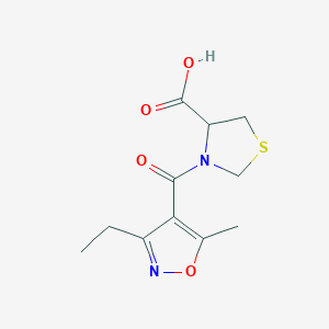 molecular formula C11H14N2O4S B2562840 3-(3-Ethyl-5-methyl-1,2-oxazole-4-carbonyl)-1,3-thiazolidine-4-carboxylic acid CAS No. 1218613-05-8