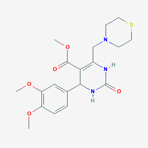 molecular formula C19H25N3O5S B2562912 Methyl 4-(3,4-dimethoxyphenyl)-2-oxo-6-[(thiomorpholin-4-yl)methyl]-1,2,3,4-tetrahydropyrimidine-5-carboxylate CAS No. 878701-57-6
