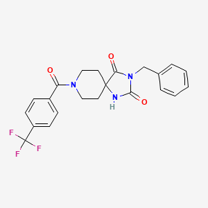 molecular formula C22H20F3N3O3 B2562941 3-Benzyl-8-[4-(trifluoromethyl)benzoyl]-1,3,8-triazaspiro[4.5]decane-2,4-dione CAS No. 1021040-07-2