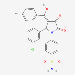molecular formula C24H19ClN2O5S B2562959 4-(2-(3-chlorophenyl)-4-hydroxy-3-(4-methylbenzoyl)-5-oxo-2,5-dihydro-1H-pyrrol-1-yl)benzenesulfonamide CAS No. 406200-42-8