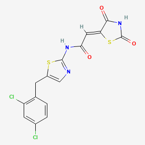 molecular formula C15H9Cl2N3O3S2 B2562996 (Z)-N-(5-(2,4-dichlorobenzyl)thiazol-2-yl)-2-(2,4-dioxothiazolidin-5-ylidene)acetamide CAS No. 880796-33-8
