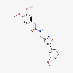 molecular formula C21H22N2O5 B2563007 2-(3,4-dimethoxyphenyl)-N-((5-(3-methoxyphenyl)isoxazol-3-yl)methyl)acetamide CAS No. 952968-65-9
