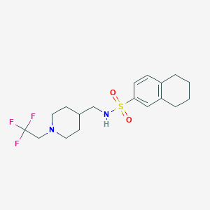 molecular formula C18H25F3N2O2S B2563009 N-{[1-(2,2,2-trifluoroethyl)piperidin-4-yl]methyl}-5,6,7,8-tetrahydronaphthalene-2-sulfonamide CAS No. 2320416-32-6