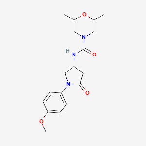 molecular formula C18H25N3O4 B2563048 N-[1-(4-methoxyphenyl)-5-oxopyrrolidin-3-yl]-2,6-dimethylmorpholine-4-carboxamide CAS No. 1008248-15-4