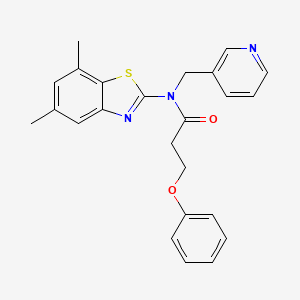 molecular formula C24H23N3O2S B2563072 N-(5,7-dimethyl-1,3-benzothiazol-2-yl)-3-phenoxy-N-[(pyridin-3-yl)methyl]propanamide CAS No. 887459-30-5